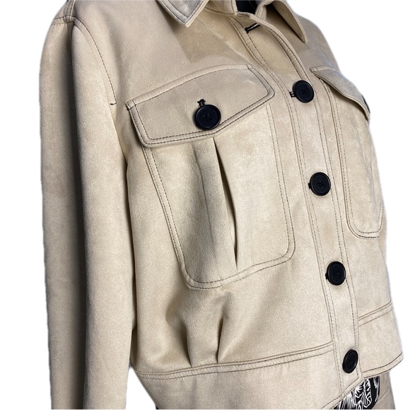 NWOT Marc New York Soft latte faux suede coat cropped button-down jacket nude XL - Picture 6 of 13